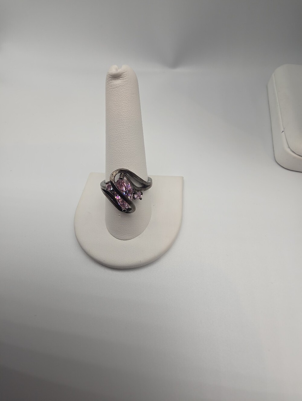 Size 10 Black Rhodium Pink Swarovski Elements Marquise Ring
